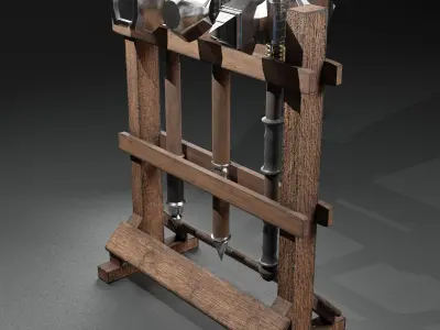 3 Beautiful Medieval War Hammers 3D Model Collection