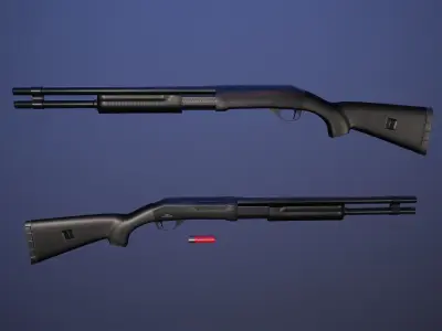 CM350 Shotgun Game Ready 5 Textures Low-poly 3D model Low-poly 3D model