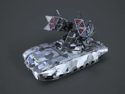 Sci-Fi Missile launcher Tank 3D model
