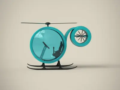 Futuristic Helicopter Low-poly 3D model