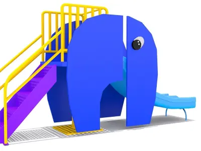 Elephant Playground Slide Free low-poly 3D model
