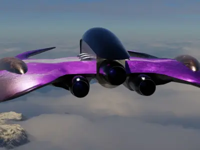 Spaceship 3D model Low poly futuristic flying Low-poly 3D model