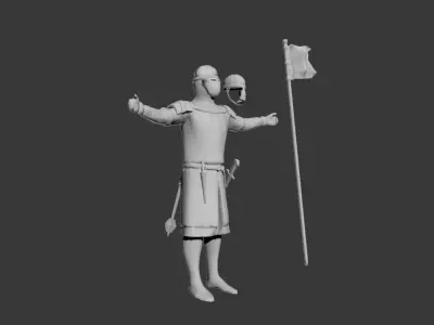 Knight group of knights holding flags 3D model