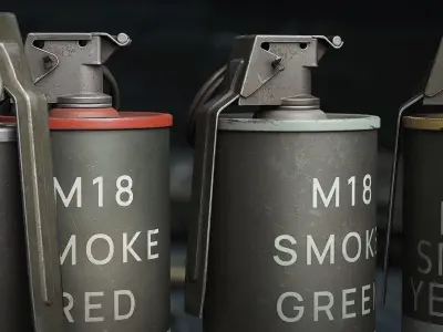 Game Ready M18 RED Flash Grenade Low-poly 3D model