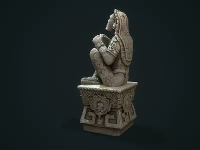 Statue Aztec Xochipilli God of art Low-poly 3D model