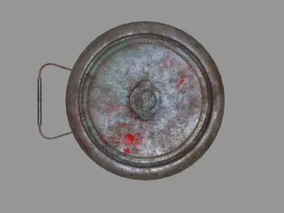 Landmine metal plate with blood Low-poly 3D model