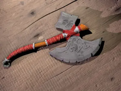 Stylized axe Low-poly 3D model 12