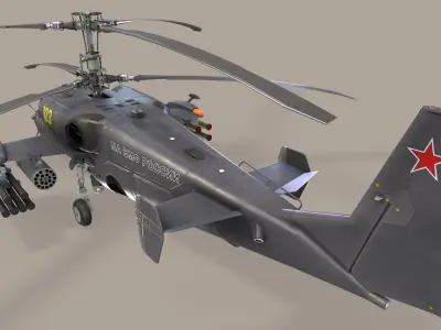 Kamov Ka-52K Katran Complex Animation Low-poly 3D model