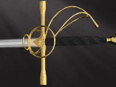 Golden Rapier Low-poly 3D model