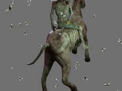 Zombie Horse and Rider Low-poly 3D model