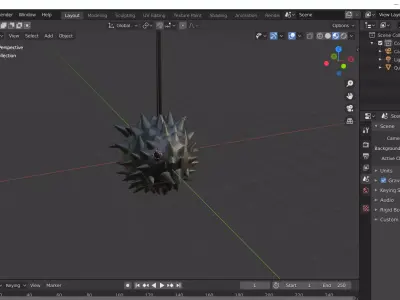Spiked ball on stick Free 3D model