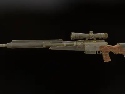 FR-f2 sniper rifle Low-poly 3D model