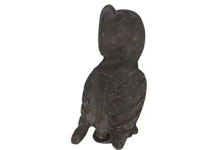 Dark marble statue of a owl 3D model