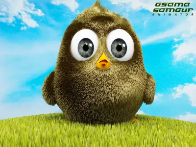 cute 3D chicks Low-poly 3D model