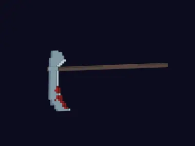 Voxel Scythe 1 - 3D Lowpoly Weapons Low-poly 3D model