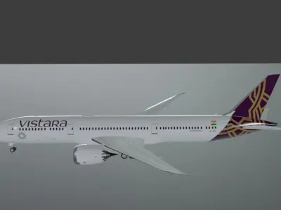 Vistara Boeing 787-9 dreamliner 3d model  Low-poly 3D model