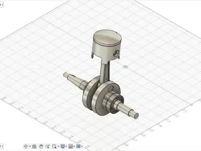 Crankshaft stainless steel spindle Low-poly 3D model