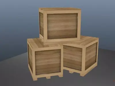 Simple Low Poly Wooden Crate Low-poly 3D model