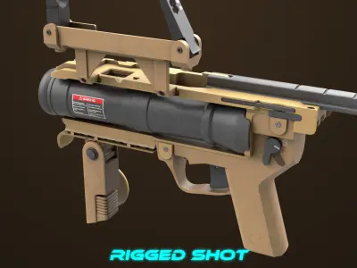 Grenade Launcher 04 Brown Generic All PBR Unity UE Textures Low-poly 3D model