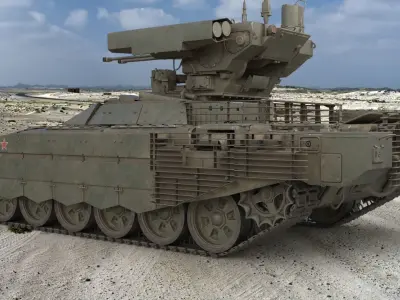 Tank Terminator BMPT 72 Green Dirty 3D model