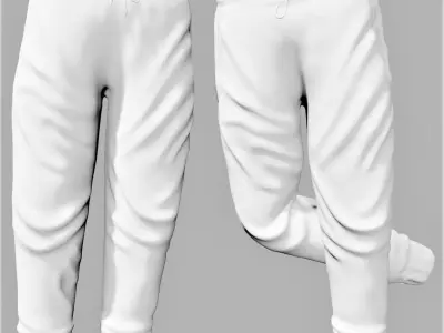 Rigged white Sweatpants 3D model