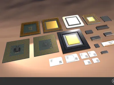 Chip Set Low-poly 3D model