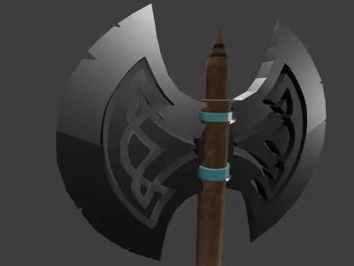Low poly medieval battle axe Free low-poly 3D model