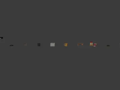 70s Work Desk Pixel Art Pack Free low-poly 3D model