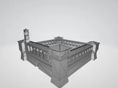 Italian castle Low-poly 3D model