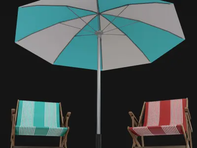 Beach Chairs Low-poly 3D model