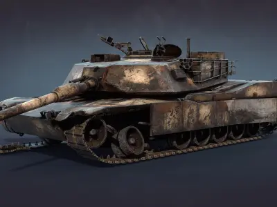 Destroyed tank M1A1 Abrams Low-poly 3D model