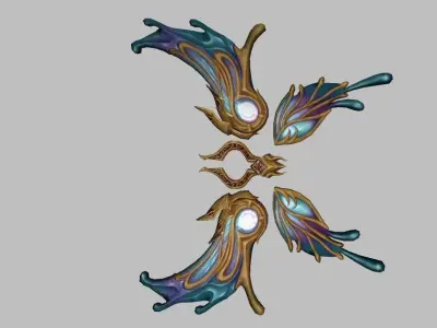 BlueGold Wing Low-poly 3D model