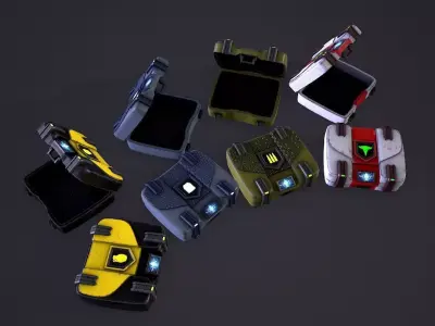 Various Scifi Crates Low-poly 3D model