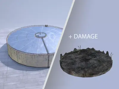 FuelTank 02 with Damage Low-poly 3D model