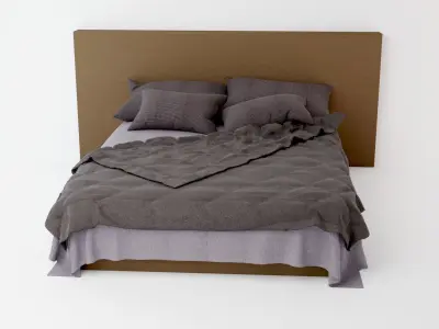 Fluffy Bed Free low-poly 3D model