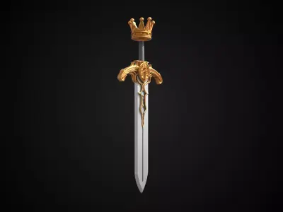 Stylized Rohan Sword - Crown Guard - Game Ready 3D model