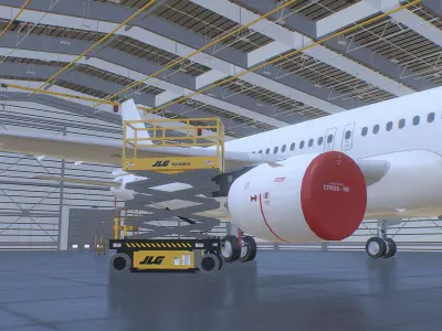 Aircraft Maintenance Hangar Generic White A321 Low-poly 3D model