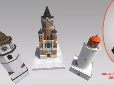 Small Towers Pack Low-poly 3D model