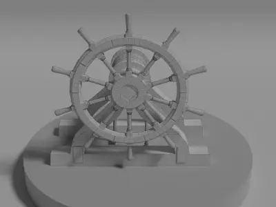 Ship Steering Wheel Low-poly 3D model