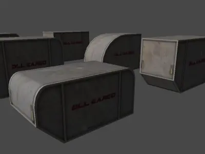 Mobile aircargo containers Low-poly 3D model