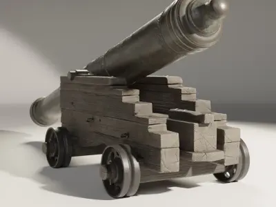 Medieval Cannon Low-poly 3D model