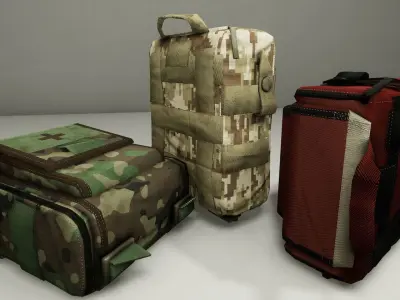 Military medkits Low-poly 3D model
