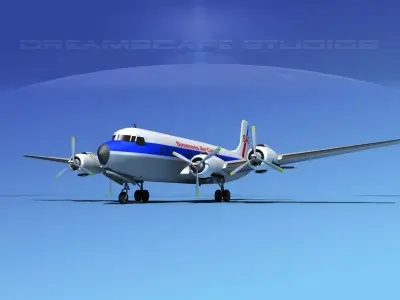 Douglas DC-7B Simmons Air Cargo 3D model