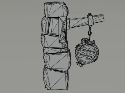 Cartoon fantasy port road sign Polygonal Style Low-poly 3D model