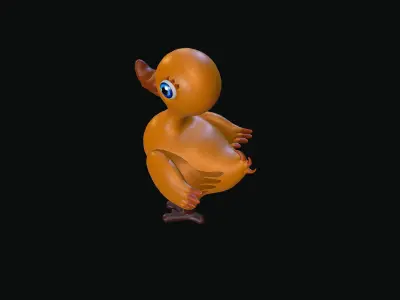 Duck-toy orange duck Low-poly 3D model