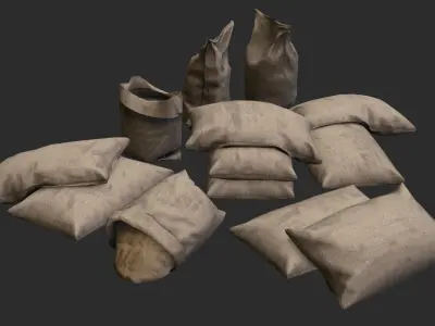 Military Sand Bags Assets 02 Low-poly 3D model