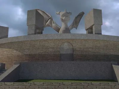 Building - Mausoleum of Spyro - Low Poly - 3D Model statue Low-poly 3D model