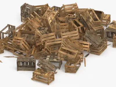 Wood Crate Pile Small Medium and Large 3D model