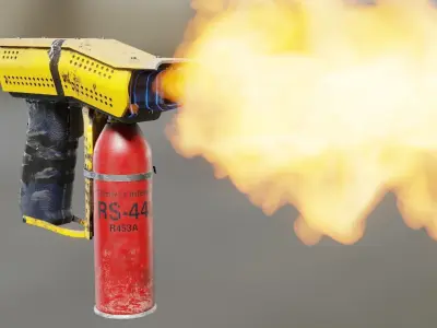 DIY Small Flamethrower Low-poly 3D model