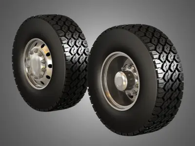 Truck Tires and Wheels-T04 3D model